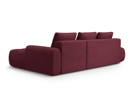 Cosmopolitan Design Converteerbare hoekbank rechts met opbergdoos Linz 3-zits, structurele stof bordeaux - 142x275x84cm