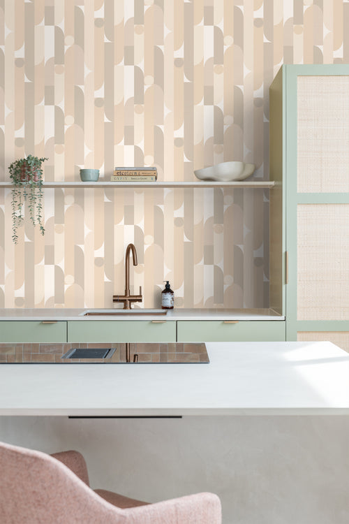 ESTAhome behang geometrische vormen beige - 50 x 900 cm - 131056 - vtwonen shop