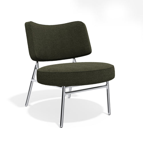 Sia Home - Salonstoel IGGY - bouclé-stof kaki 60cm