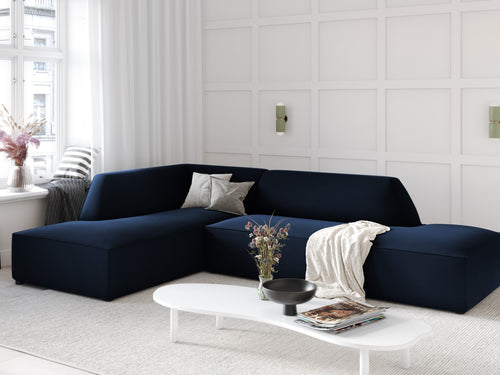 Micadoni linker hoekbank Ruby 4-zits, flueel, koningsblauw - 180x273x69cm