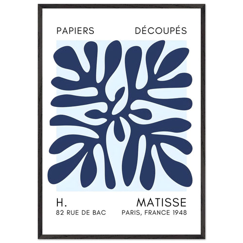 Artfulprints Poster met Lijst Matisse - Deep ocean navy blue I   - 70x100 cm - Blauw