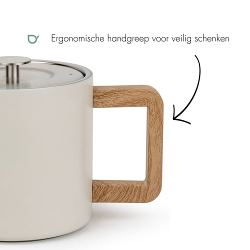 Bredemeijer - Dubbelwandige theepot Narvik - 1,1 liter - Warm wit - Met filter - vtwonen shop
