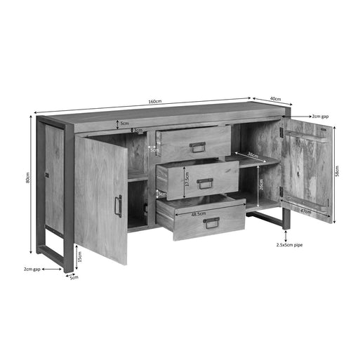 StarFurn Dressoir Boaz - Naturel Hout - 160x40x80cm - vtwonen shop