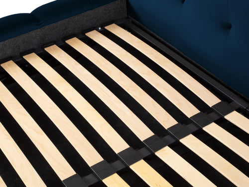 Cosmopolitan Design Opbergbed met dubbel hoofdbord Bali 140x200cm, flueel, koningsblauw - 230x200x100cm