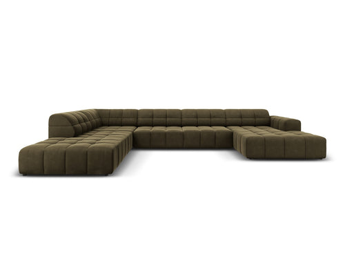 Cosmopolitan Design Panoramische hoekbank links Chicago 7-zits, flueel groente - 263x375x78cm