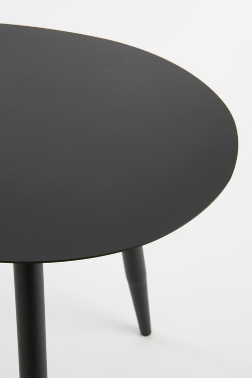 Mica Decorations Bijzettafel Set van 2 - Salontafel Zwart met Druppelvormig Blad - Ronde Tafel voor Binnen - Slim Stapelbaar Nachtkastje - L80 x B60 x