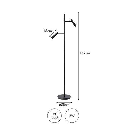 Atmooz vloerlamp Savage - zwart - 52 x 33 x H 152 cm - geïntegreerde led