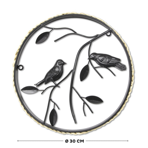 Art for the Home Metal Art - Vogels op Tak - Rond - Diameter 30cm