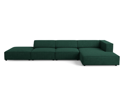 Cosmopolitan Design rechter hoekbank Arendal 5-zits, chenille met ribbeleffect, flessengroen - 166x341x70cm