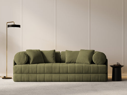 Cosmopolitan Design Converteerbare bank Kemi 3-zits, flueel groente - 95x206x70cm