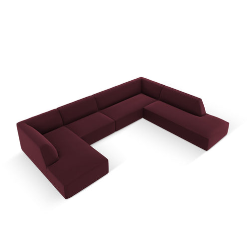 Cosmopolitan Design - Modulaire panoramische hoekbank rechts Siena 7-zits, imitatieleer bordeaux - 273x366x69cm