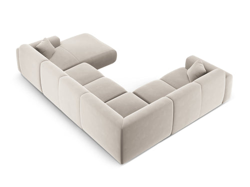 Cosmopolitan Design Panoramische hoekbank links Nolio 6-zits, flueel lichtbeige - 252x342x72cm