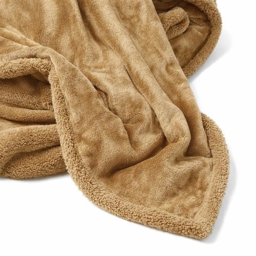 STANLEY - Plaid 150x200 cm - fleece deken met teddy en fleece - Semolina - beige