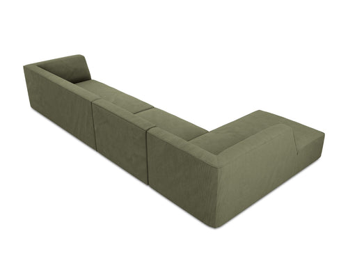 Micadoni linker hoekbank Ruby 5-zits, ribfluwelen, groente - 180x366x69cm