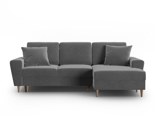 Cosmopolitan Design Converteerbare hoekbank rechts met opbergdoos Kyoto 4-zits, flueel lichtgrijs - 145x241x88cm