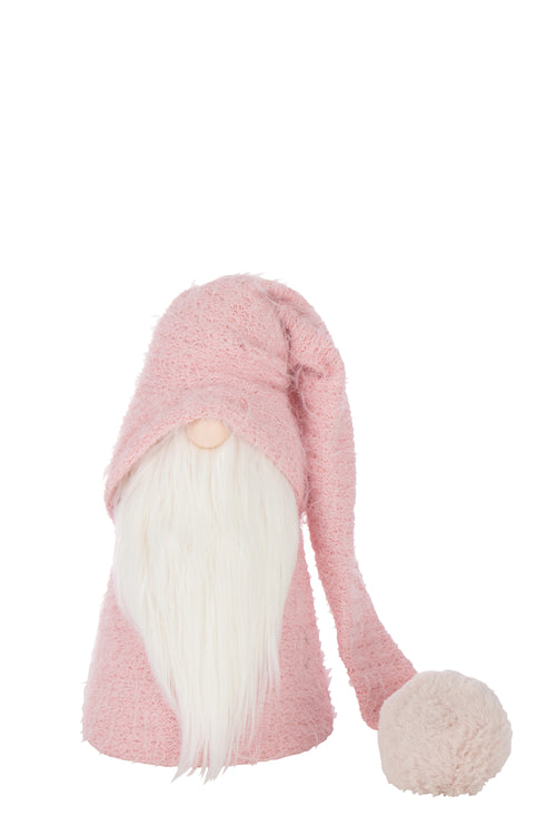 J-Line figuur Kerstman Winter - polyresin - roze/wit - small - vtwonen shop