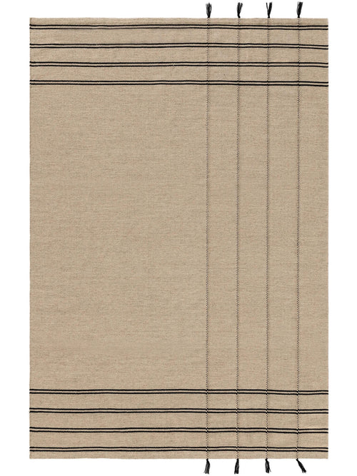 benuta wollen vloerkleed Kambiz - beige/zwart - 250x350 cm