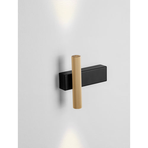 Nova Luce PARON Up & Down wandlamp Sandy Black, gouden LED 6W 326lm 3000K