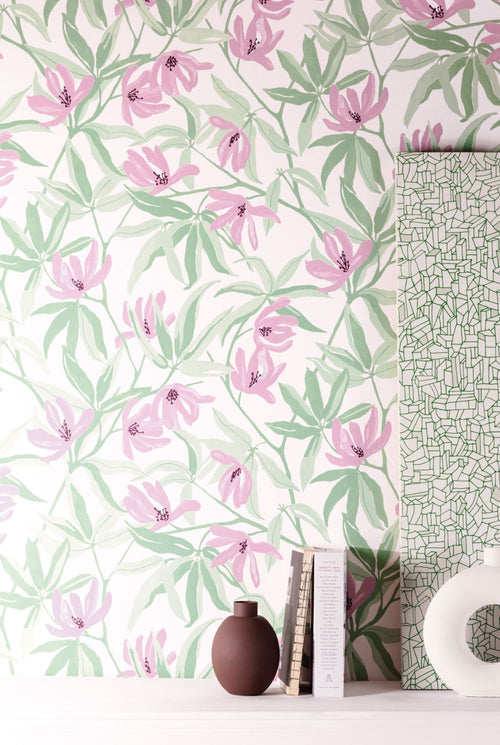 Masureel behang bloemen groen - 53 cm x 10.05 m - 631824 - vtwonen shop