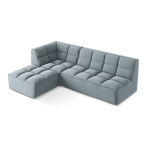 LaMiaSofa Modulaire hoekbank rechts Belluno - velours - lichtblauw - 258x178x75