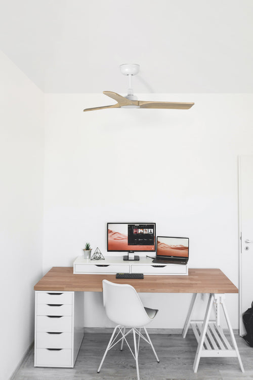 Faro Heywood Kleine witte plafondventilator, 6 snelheden