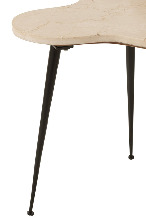 J-Line bijzettafel - marmer/metaal - zwart/wit - set van 3