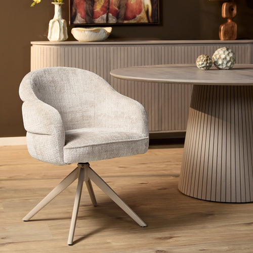 Starfurn Eetkamerstoel Bella - Off White/Beige - Draaibaar - Set van 2