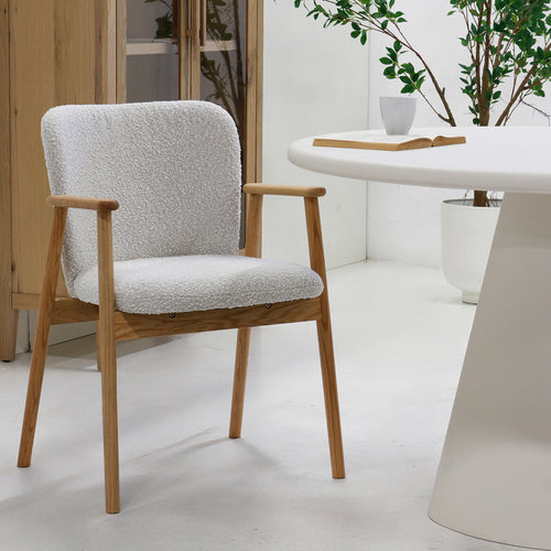 DÉJA Living Eetkamerstoel Lena - Eikenhout/Polyester - Beige - Set van 2