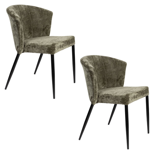 Dutchbone Georgia Eetkamerstoelen  Groen - Set van 2 - vtwonen shop
