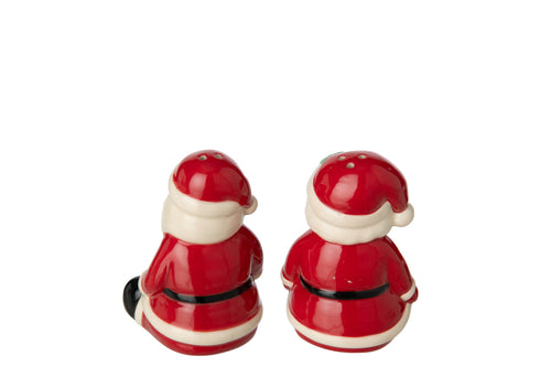 J-Line Peper-en-zoutstel kerstman - steengoed - kerstrood/wit