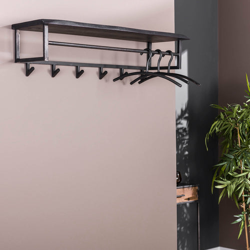 Giga Meubel Kapstok Yucon - Zwart Metaal - 6 Haken - 100x30x27cm - vtwonen shop