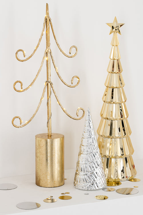 J-Line decoratie Boom - ijzer - goud - small - LED lichtjes - vtwonen shop