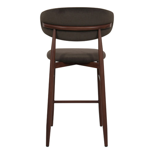 Giga Meubel Barstoel Alexia Donkerbruin/Walnoot – Faux Fur – Zithoogte 65 cm - Set van 2