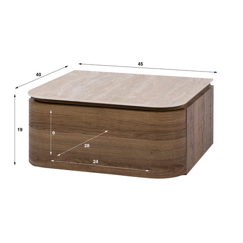 Giga Living Nachtkastje Cassetto - Travertin Keramiek - 45x40x20cm