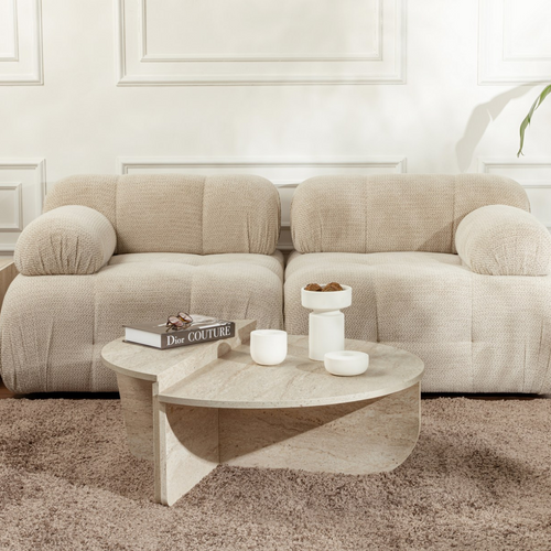 Calicosy - ORION Set van 2 salontafels - Licht hout - 90x90x35 cm