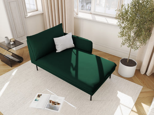 Cosmopolitan Design rechter chaise longue Vienna flueel, flessengroen - 170x110x95cm