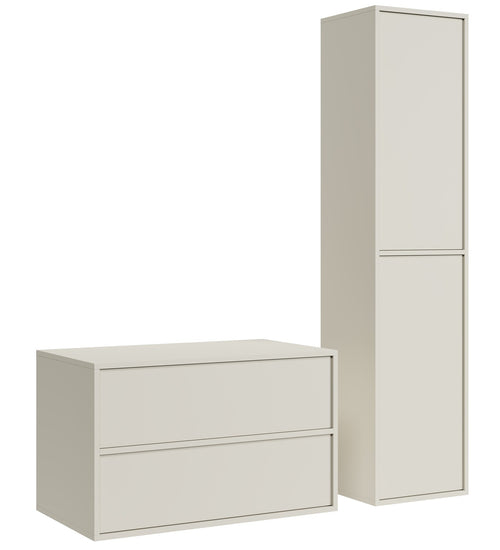 Badplaats Wastafelkast Mali 80 cm – Beige – Badmeubel met Kolomkast