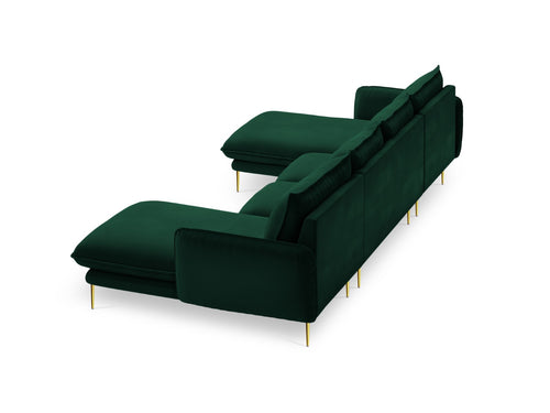 Cosmopolitan Design Panoramische bank Vienna 6-zits, flueel, flessengroen - 170x350x95cm