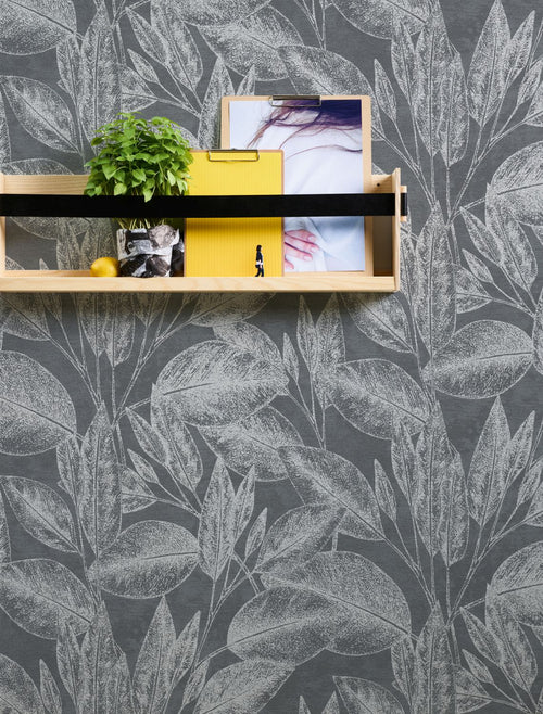 A.S. Création behang bloemmotief zwart, zilver en grijs - 53 cm x 10.05 m - AS-378364 - vtwonen shop