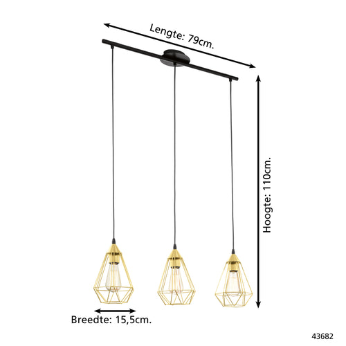 EGLO hanglamp Tarbes - e27 - 79,5 cm - goud - vtwonen shop