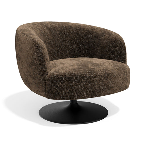 Sia Home - Draaibare fauteuil OSKA - getextureerd fluweel espresso-bruin 77cm