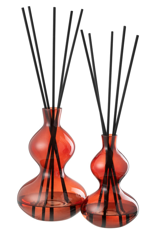 J-Line geurstokjes Olive & Frank Incense - glas - rood - large
