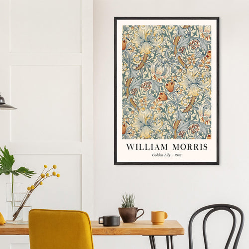 Artfulprints Poster met Lijst William Morris - Golden lilly 1893   - 70x100 cm - Groen