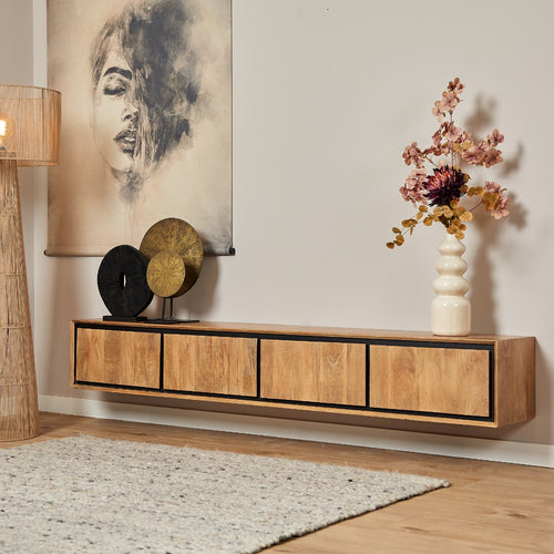 StarFurn Tv-meubel RichWood - Naturel Hout - 200x35x30cm