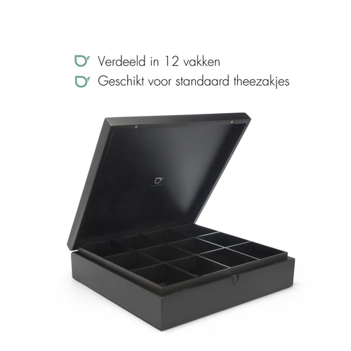 Bredemeijer - Theedoos 12 vaks gesloten bamboe zwart - vtwonen shop