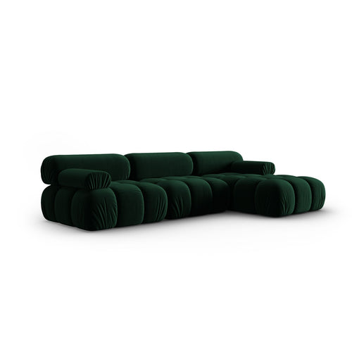 Cosmopolitan Design - Modulaire hoekbank rechts Cortina 4-zits, flueel flessengroen - 155x282x70cm