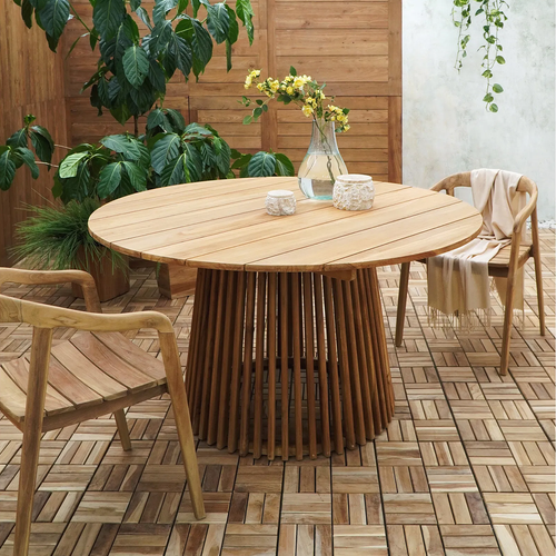 Artichok Lidewij Teakhouten Tuintafel Naturel - Ø 120 cm - vtwonen shop