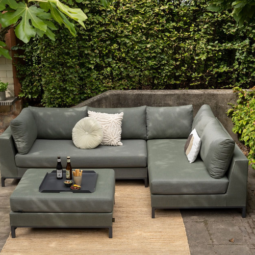 WOOOD loungeset buiten Sicilië - Aluminium - Groen - 60x246x262