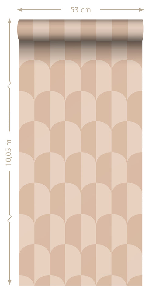 ESTAhome behang art deco bogen poederroze - 50 x 900 cm - 139988 - vtwonen shop