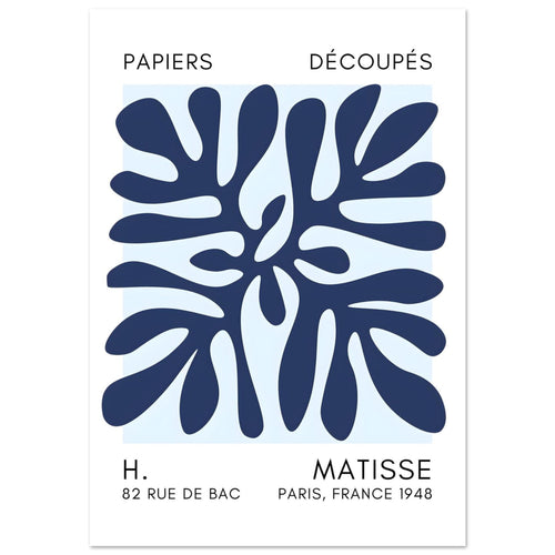 Artfulprints Poster met Lijst Matisse - Deep ocean navy blue I   - 70x100 cm - Blauw